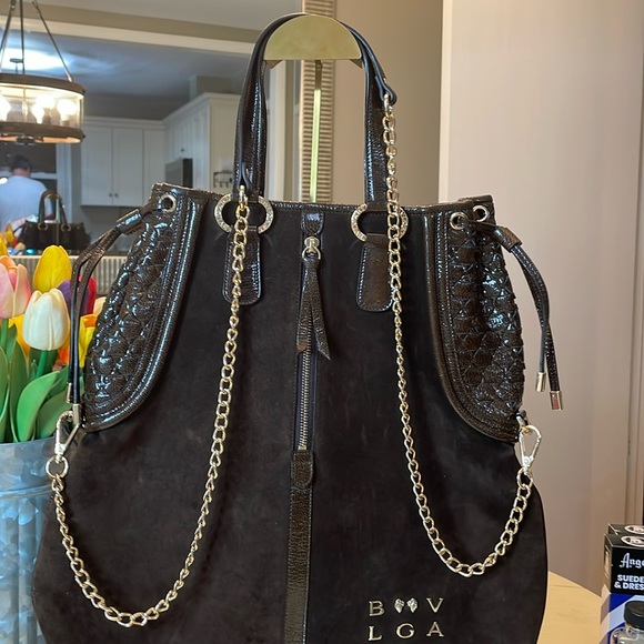 Bvlgari suede and patent leather two-way bag - Picture 16 of 16